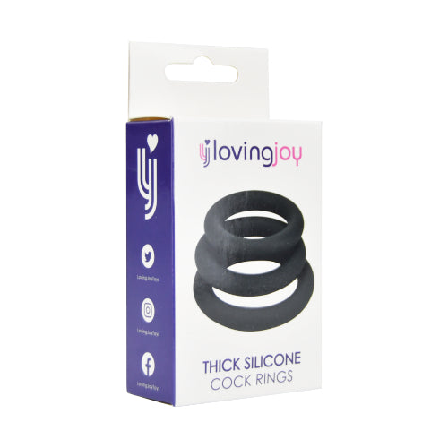Loving Joy Thick Silicone c0ck Rings 3 Pack Grey