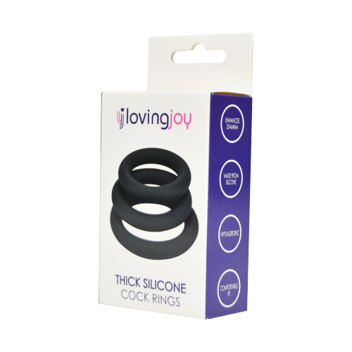 Loving Joy Thick Silicone c0ck Rings 3 Pack Grey