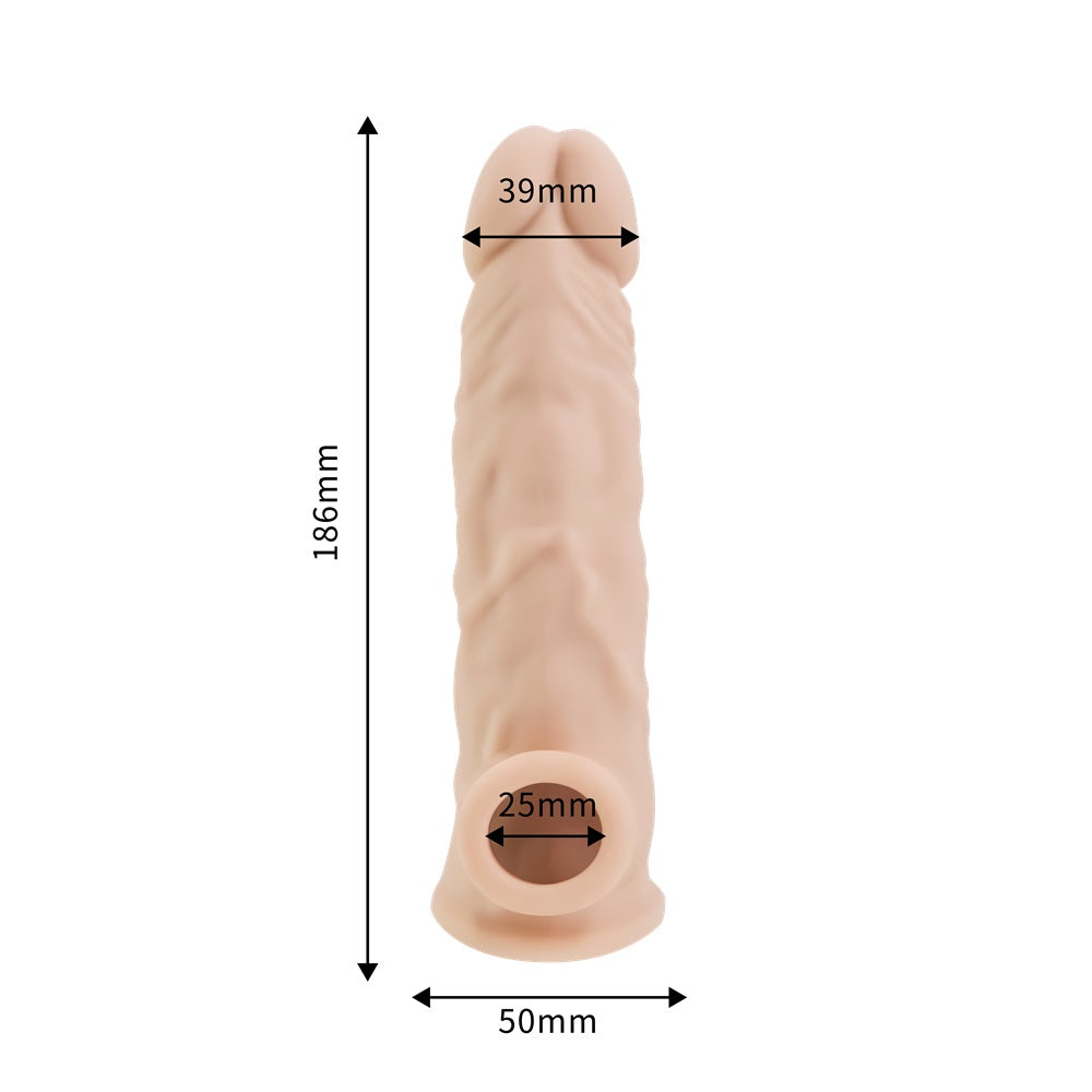 Rev-Sleeves 7.5 Inch Girthy Realistic Silicone pen1s Extension Sleeve