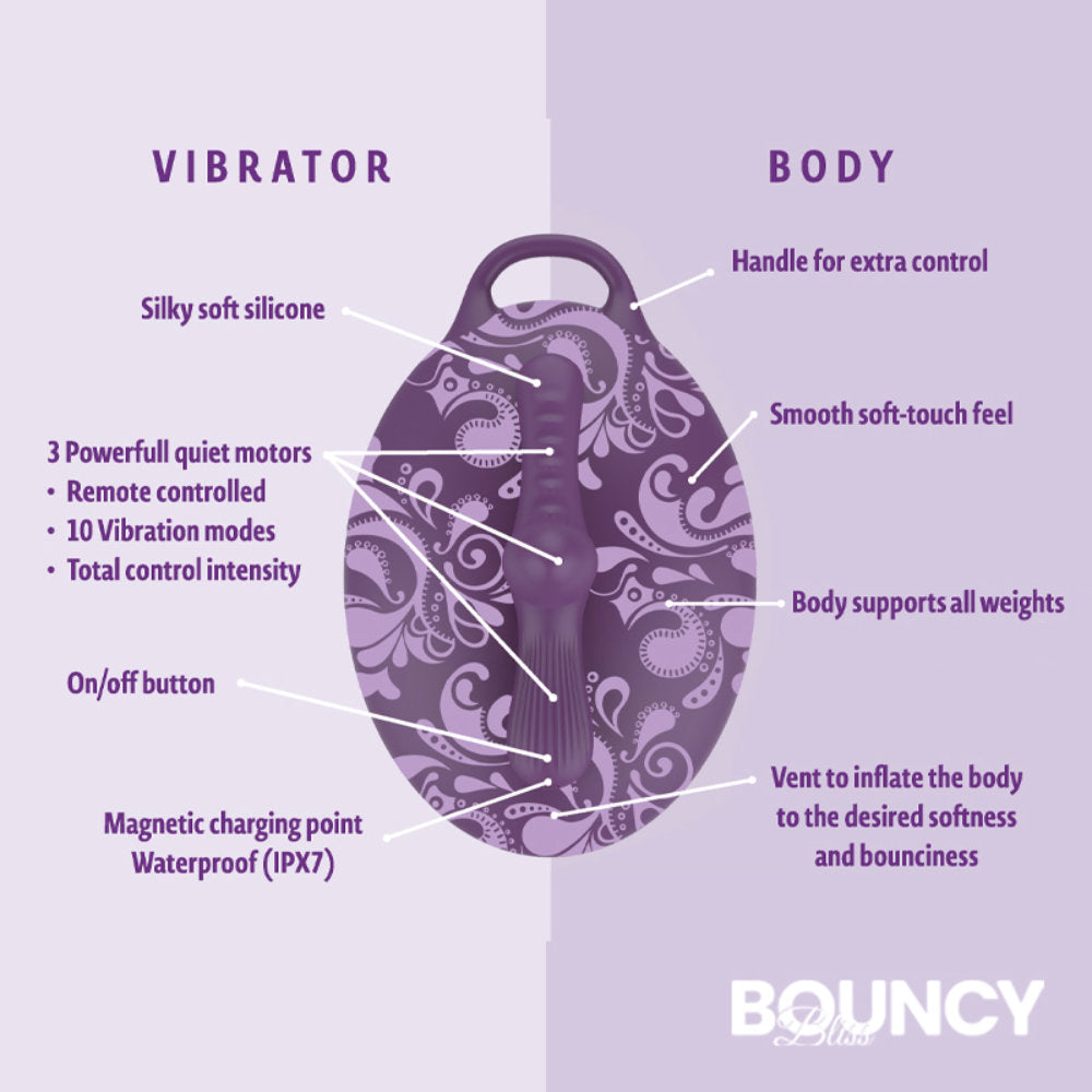 Bouncy Bliss Cla55ic Sit-On Vibrator with Rechargeable Remote Control