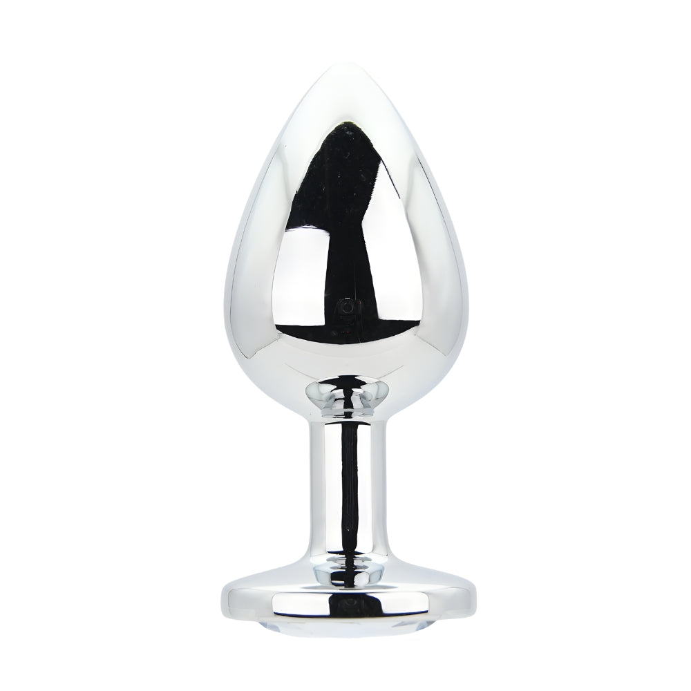 Toosh Silver Metal Butt Plug Large Clear Stone