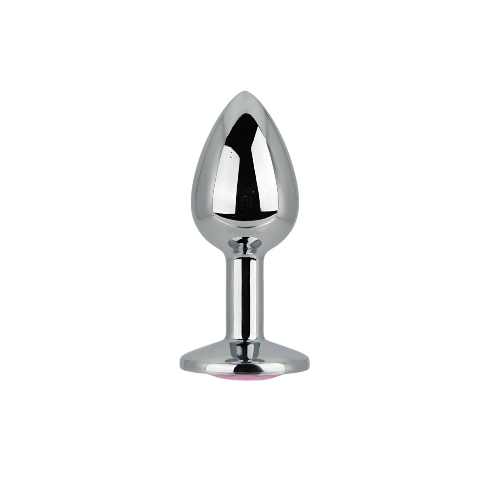 Toosh Silver Metal Butt Plug Small Pink Stone