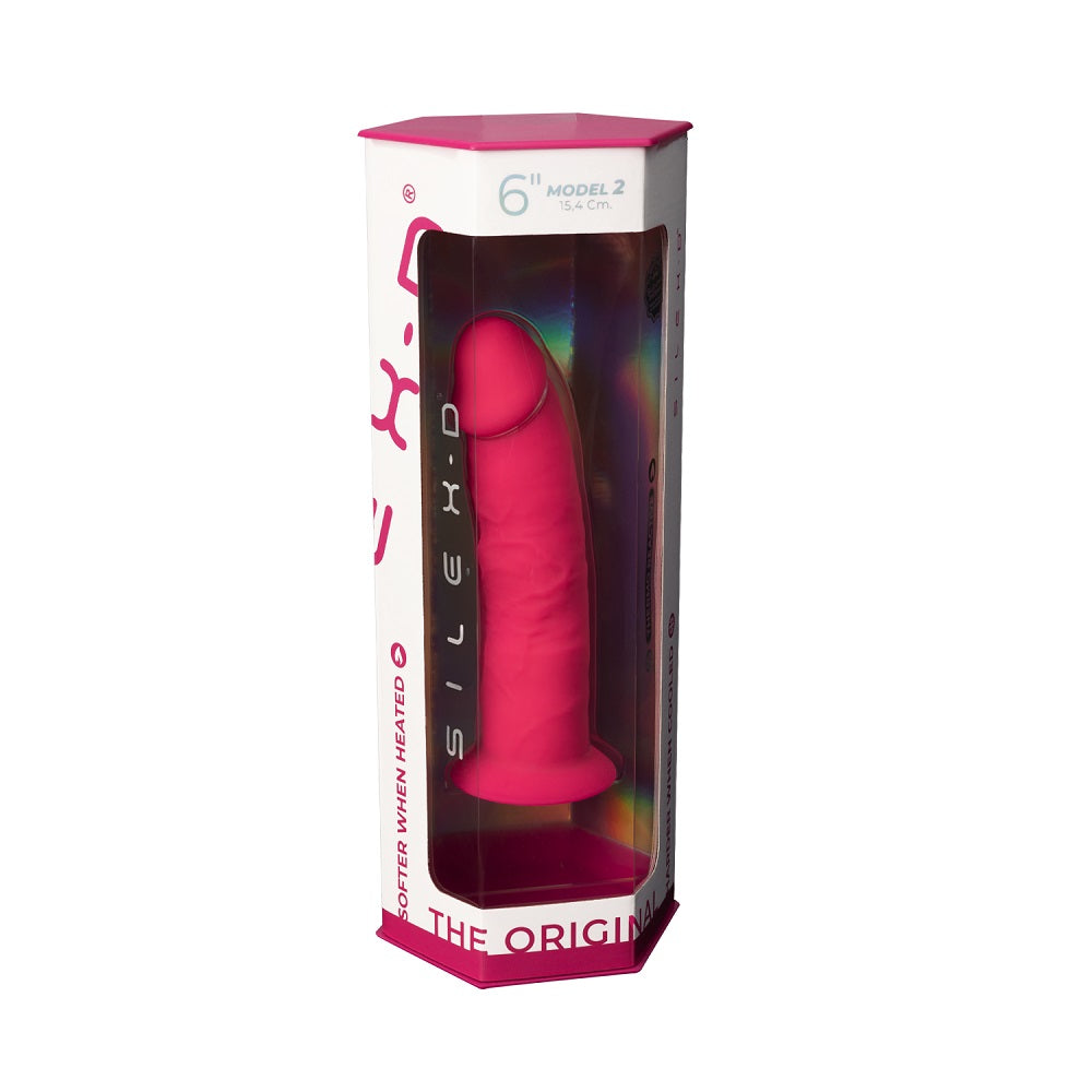 SilexD 6 inch Realistic Silicone Dual Density d1ldo with Suction Cup Pink