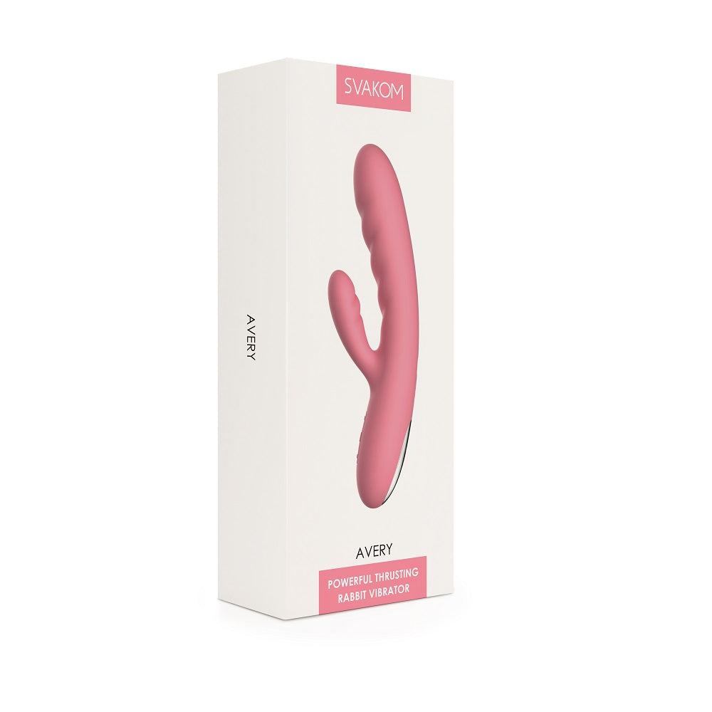 Svakom Avery Thrusting Vibrator with c1itoral Stimulator Pink