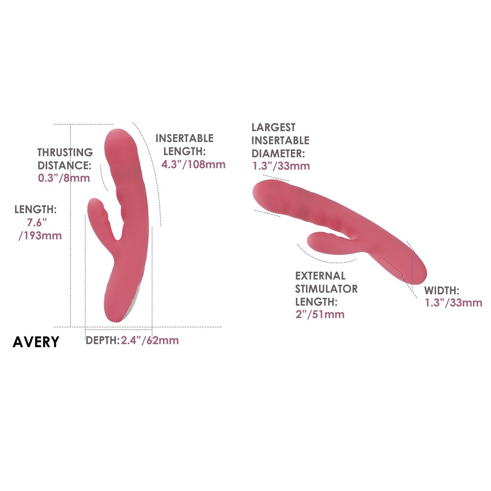 Svakom Avery Thrusting Vibrator with c1itoral Stimulator Pink